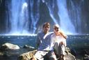 Maciej and Ashe at the foot of Burney Falls.